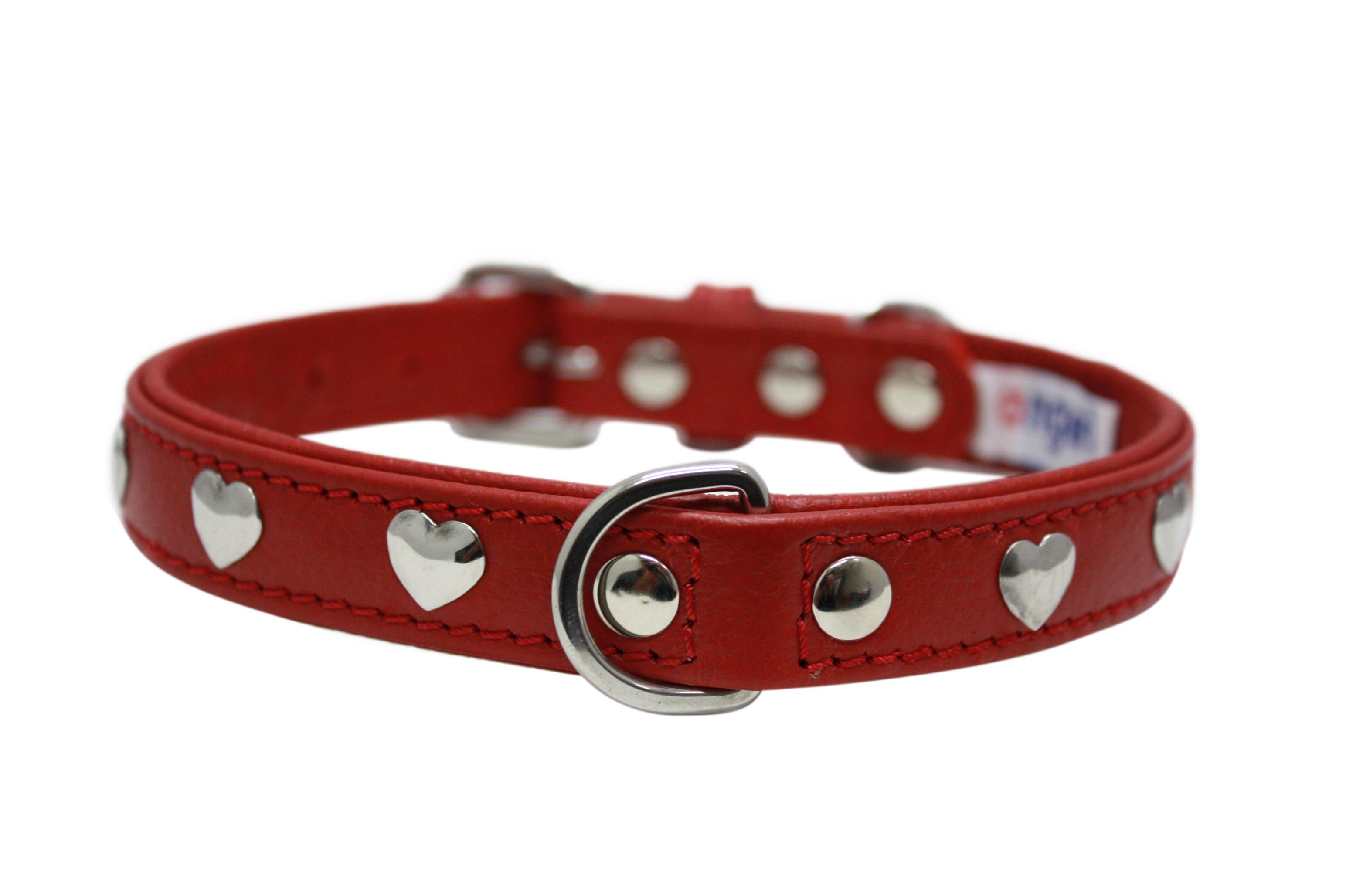 Angel Rotterdam Hearts Dog Collar, Valentine Red, 14-in x 0.75-in