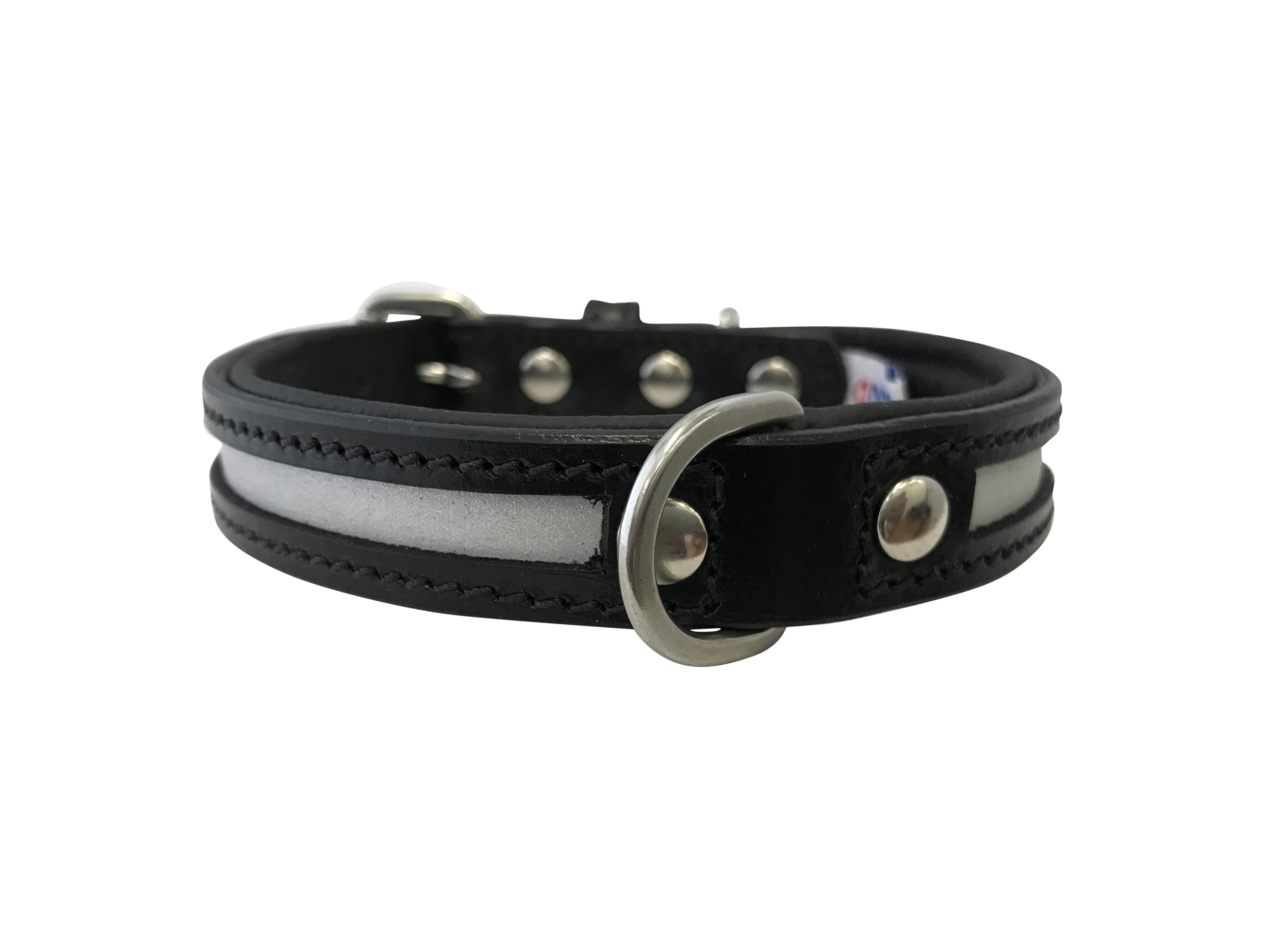 Angel New York Leather Reflective Dog Collar, Black
