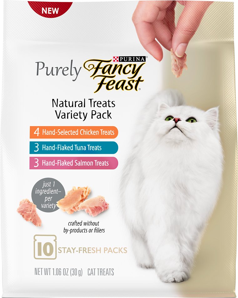 Purely Fancy Feast Natural Treats Variety Pack Cat Treats, 1.06-oz pouch