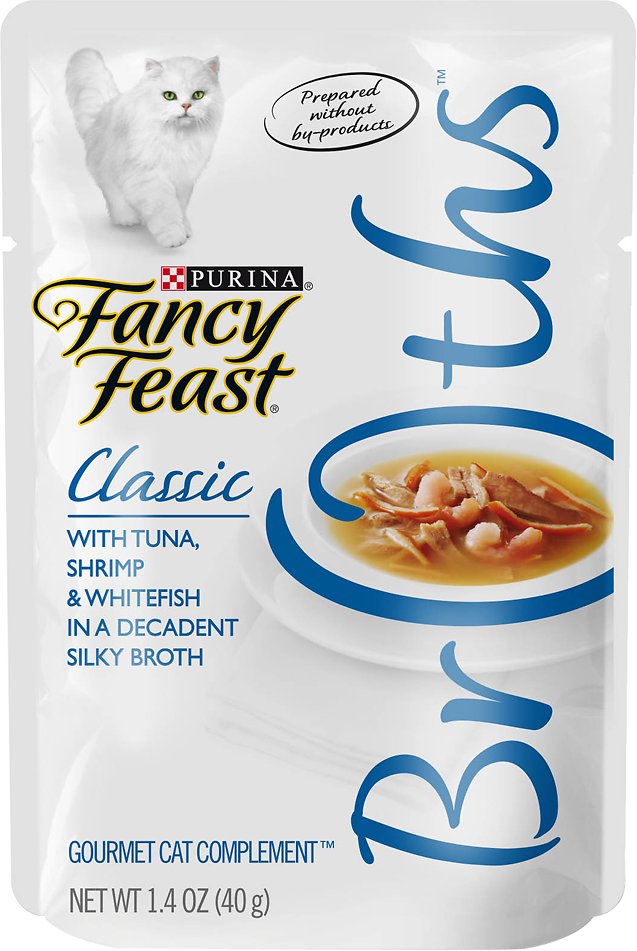 Fancy Feast Classic Broths with Tuna, Shrimp & Whitefish Supplemental Cat Food Pouches, 1.4-oz (Size:  1.4-oz)