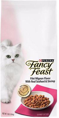 Fancy Feast Gourmet Filet Mignon Flavor with Real Seafood & Shrimp Dry Cat Food, 7-lb