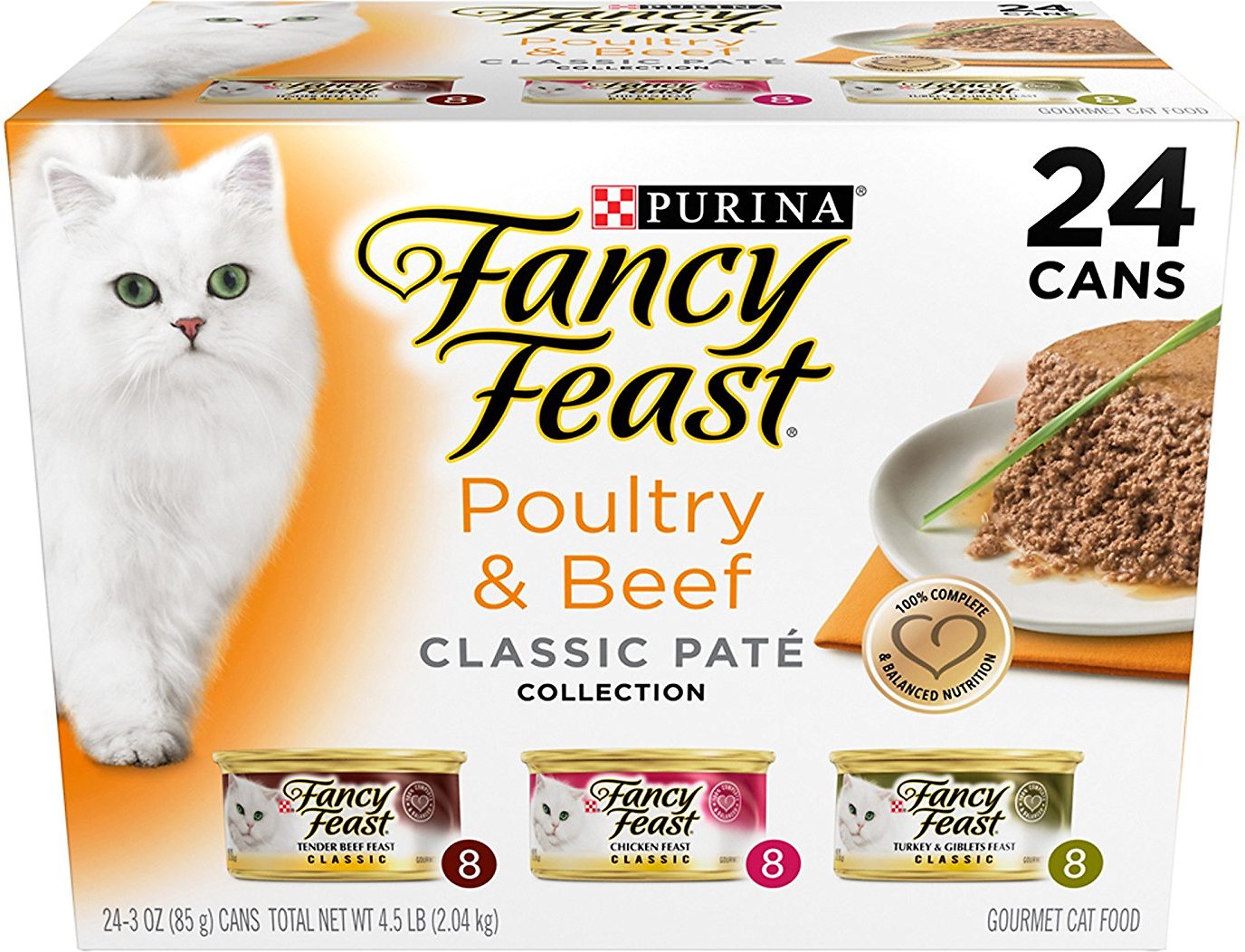 Fancy Feast Classic Poultry & Beef Feast Variety Pack Canned Cat Food, 3-oz, 24-pack