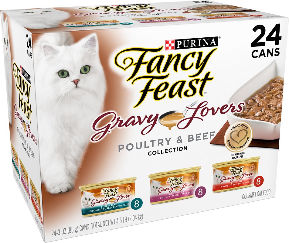 Fancy Feast Gravy Lovers Poultry & Beef Feast Variety Pack Canned Cat Food, 3-oz, 24-pack (Size: 3-oz, 24-pack)