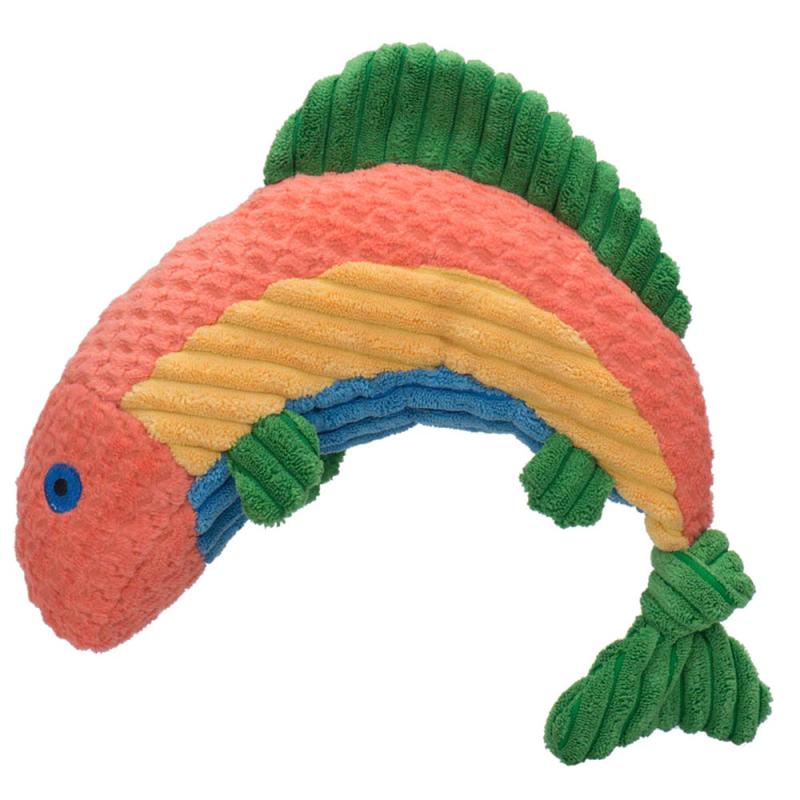 HuggleHounds Raucous Rainbow Trout Knottie Dog Toy, Large