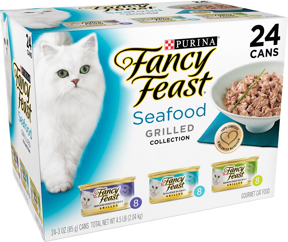 Fancy Feast Grilled Seafood Feast Variety Pack Canned Cat Food, 3-oz, 24-count (Size:  3-oz, 24-count)