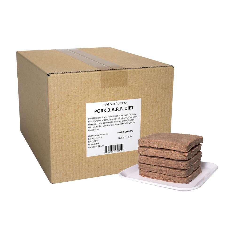 Steve's Real Food B.A.R.F. Diet Pork Patties Raw Frozen Dog Food, 20-lb (BULK)