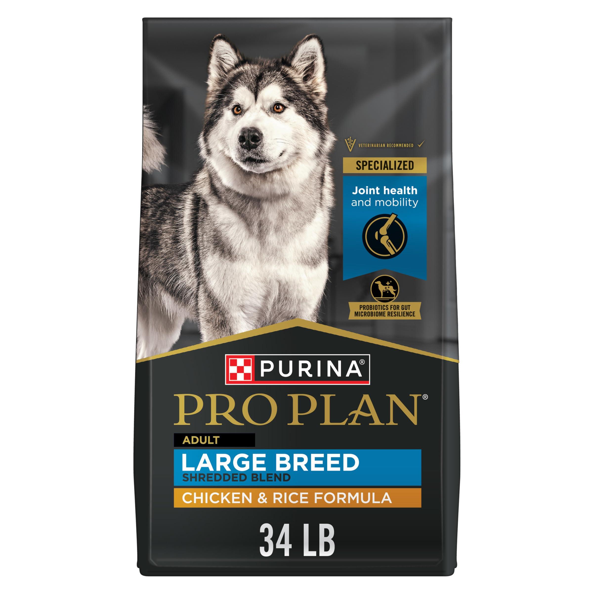 Purina Pro Plan Shredded Blend Chicken & Rice Large Breed Adult Dry Dog Food, 34-lb