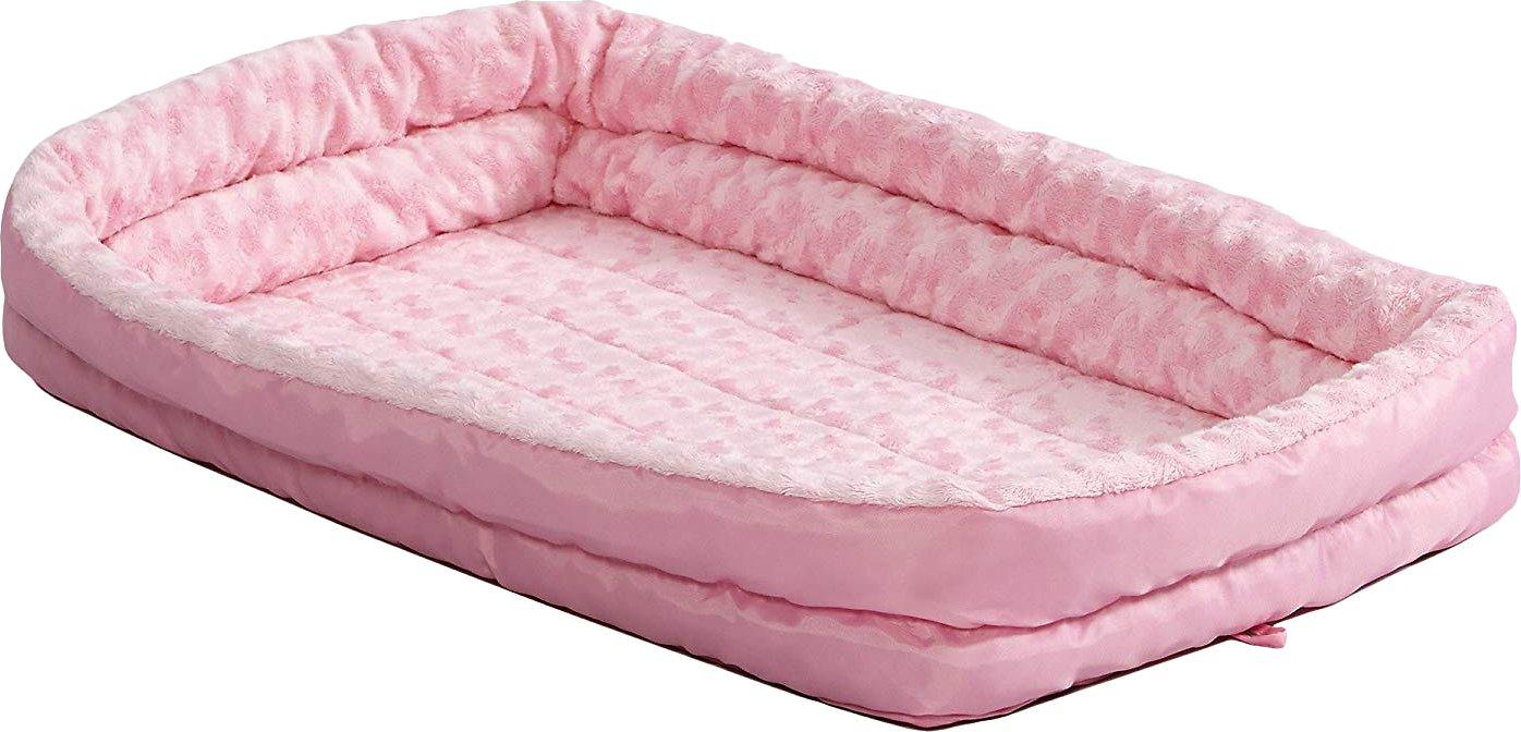 MidWest QuietTime Deluxe Double Bolster Dog Bed, Pink