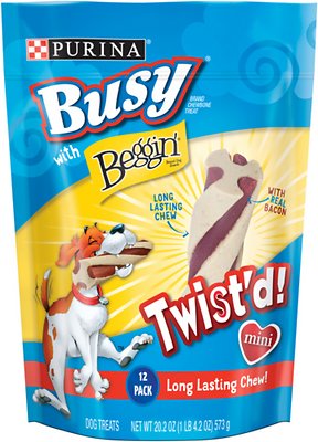 Busy Bone with Beggin' Twist'd! with Real Bacon Mini Dog Treats, 12-count