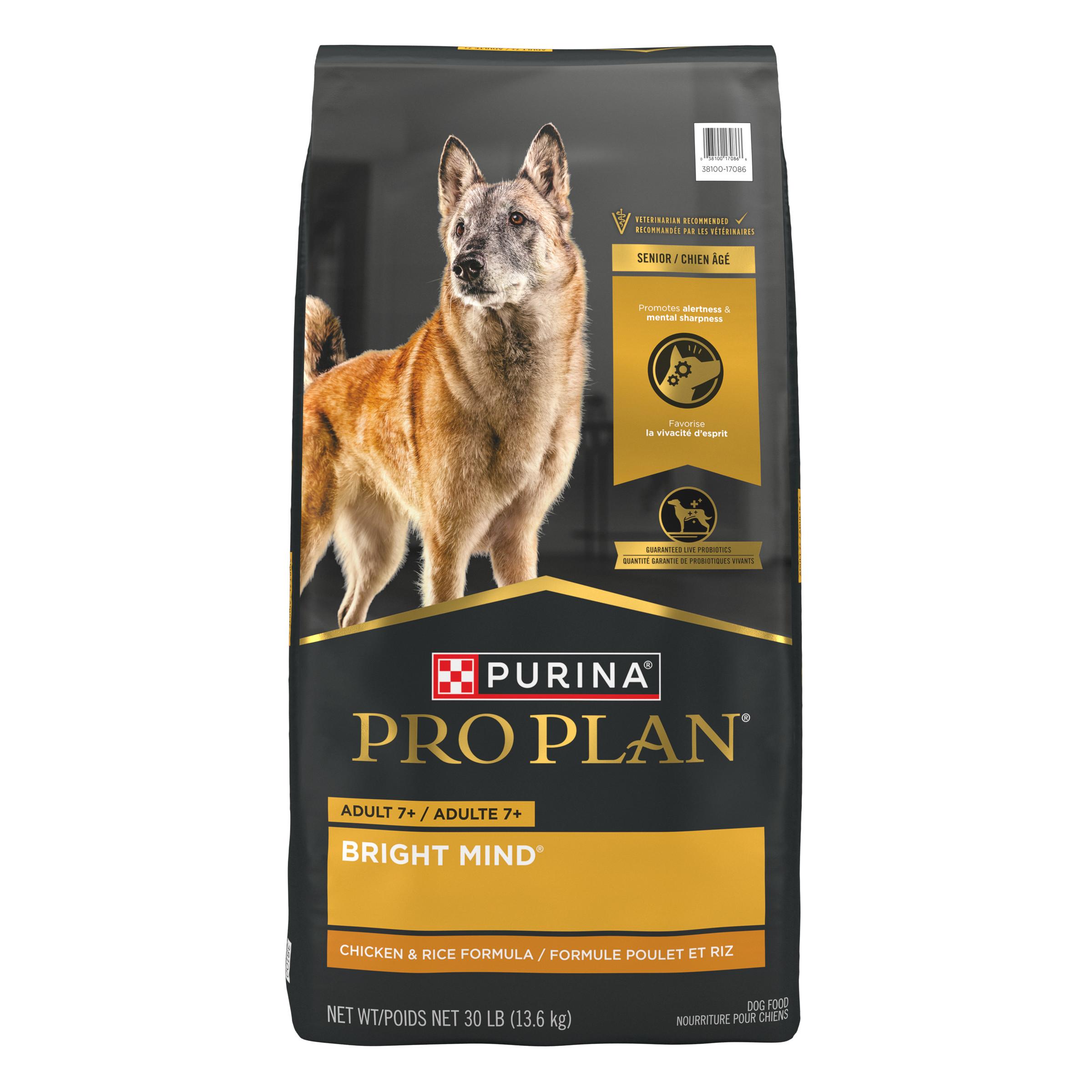 Purina Pro Plan Bright Mind Chicken & Rice Adult 7+ Dry Dog Food, 30-lb