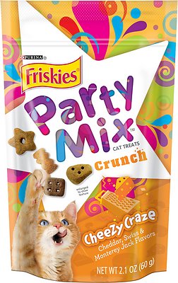Friskies Party Mix Crunch Cheezy Craze Cat Treats, 2.1-oz