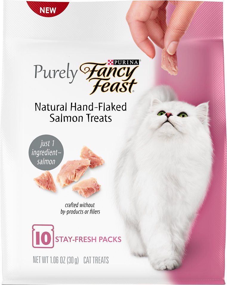 Purely Fancy Feast Natural Hand-Flaked Salmon Cat Treats, 1.06-oz pouch (Size:  1.06-oz pouch, Weights: 1.06 ounces)