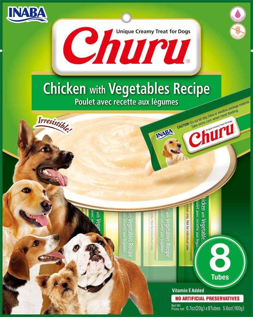 INABA Dog Churu Chicken with Vegetables Grain-Free Dog Treats, 8-pk