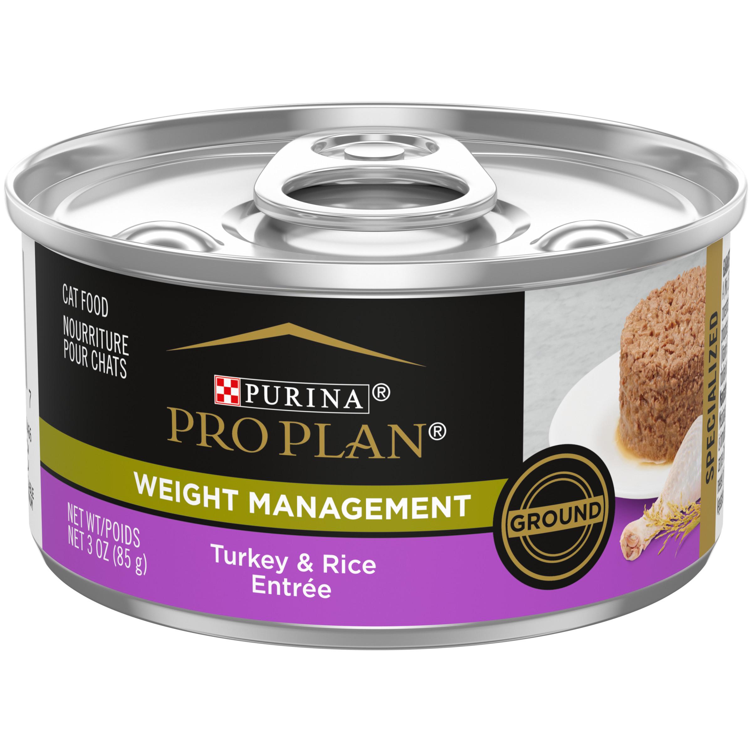 Purina Pro Plan Weight Management Turkey & Rice Entree Ground Wet Cat Food Can