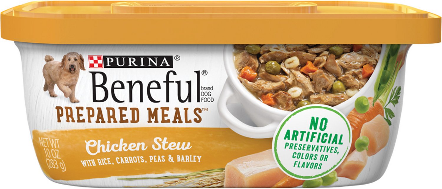 Purina Beneful Prepared Meals Chicken Stew with Rice, Carrots, Peas & Barley Wet Dog Food, 10-oz