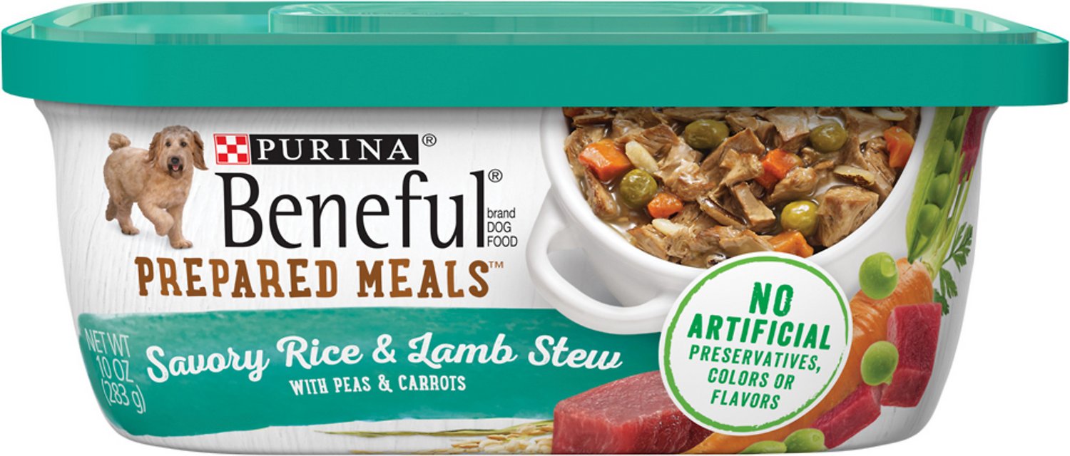 Purina Beneful Prepared Meals Savory Rice & Lamb Stew with Peas & Carrots Wet Dog Food, 10-oz