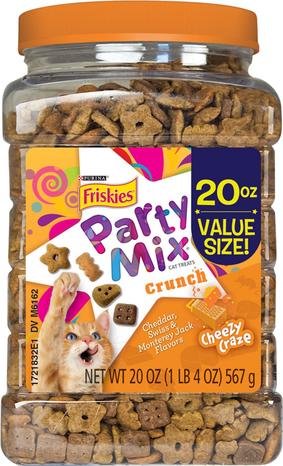 Friskies Party Mix Crunch Cheezy Craze Cat Treats, 20-oz jar
