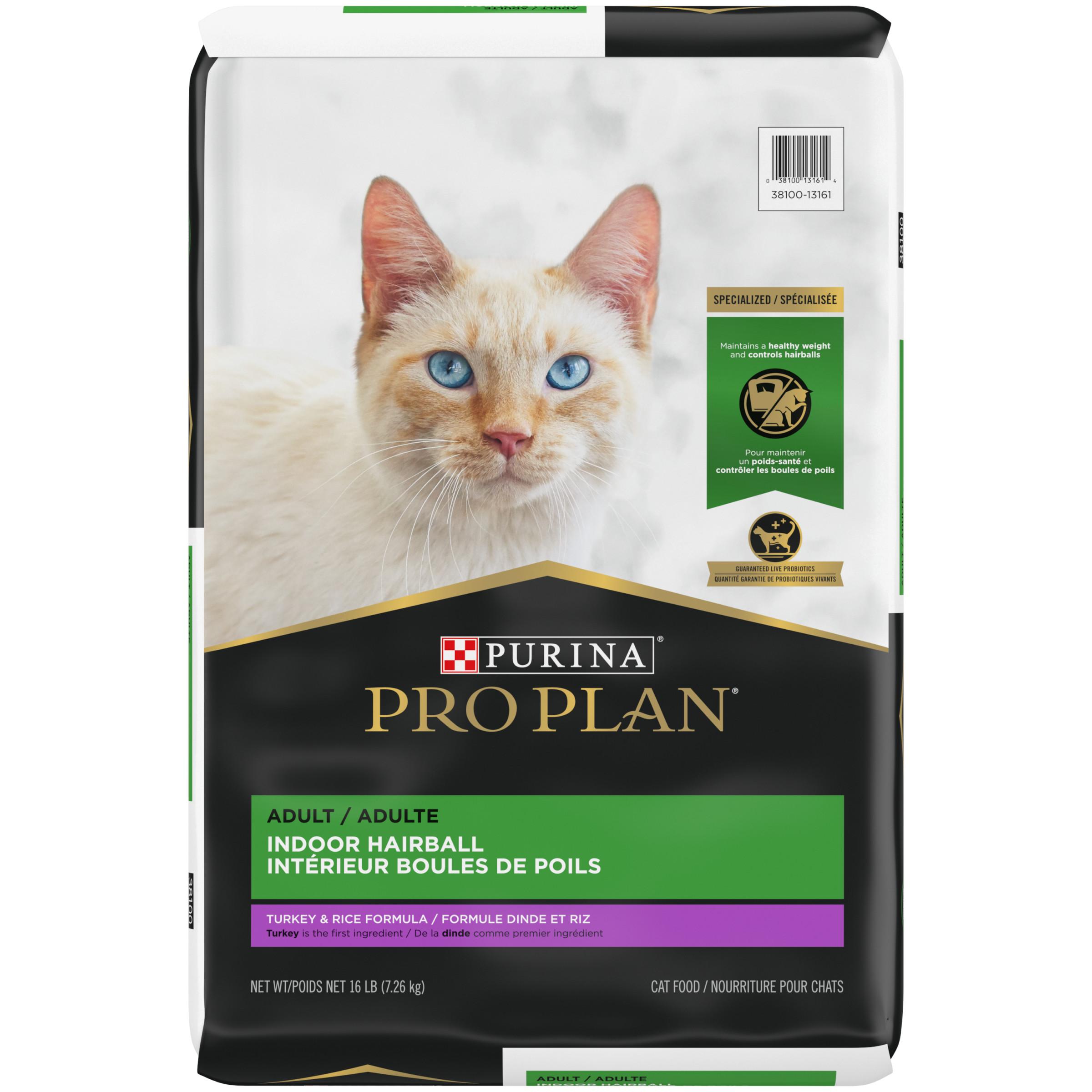 Purina Pro Plan Indoor Hairball Turkey & Rice Adult Dry Cat Food, 16-lb