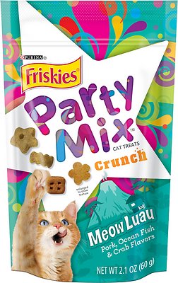 Friskies Party Mix Crunch Meow Luau Cat Treats, 2.1-oz