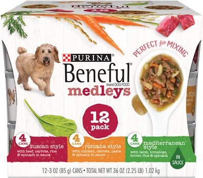 Purina Beneful Medleys Tuscan, Romana & Mediterranean Style Variety Pack Canned Dog Food, 3-oz, 12-pack