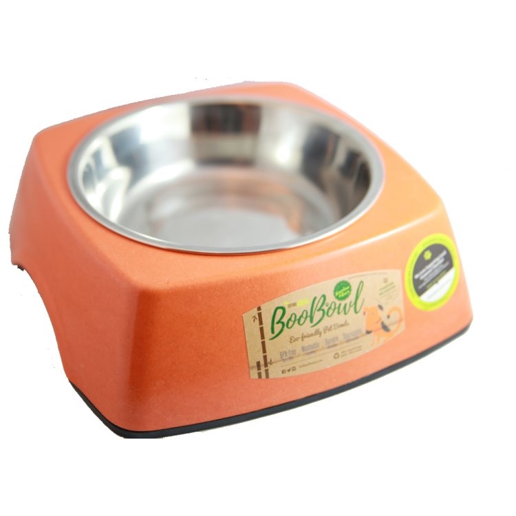 Define Planet Bamboo Bowl Square with Stainless Steel insert, Orange