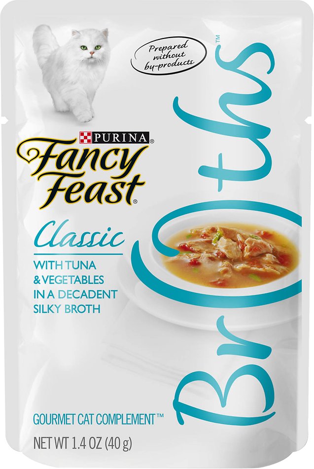 Fancy Feast Classic Broths with Tuna & Vegetables Supplemental Cat Food Pouches, 1.4-oz (Size:  1.4-oz)