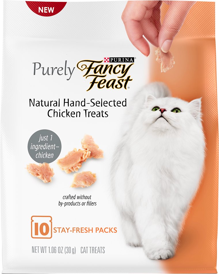 Purely Fancy Feast Natural Hand-Selected Chicken Cat Treats, 1.06-oz pouch