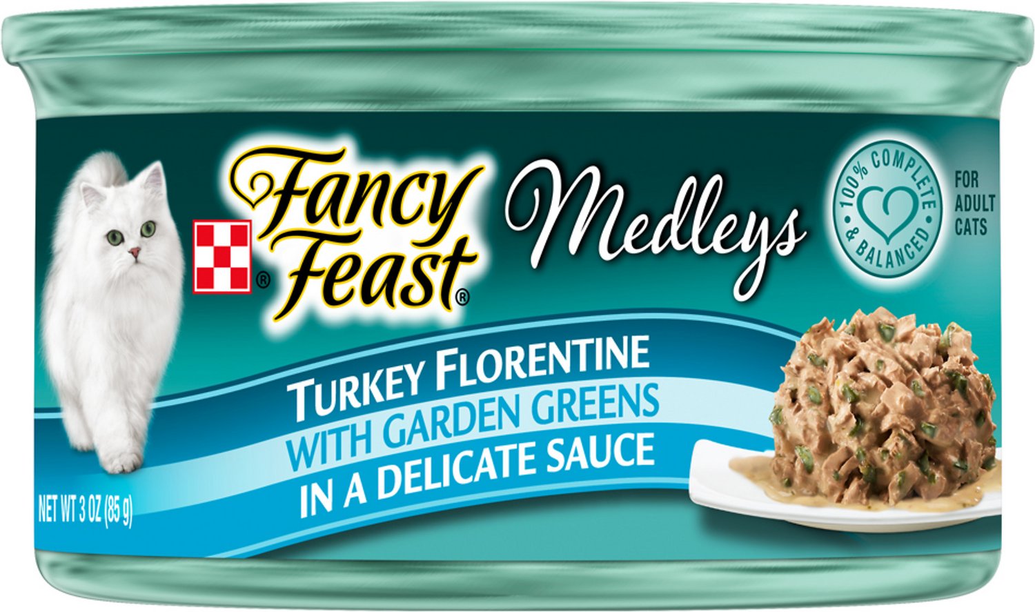 Fancy Feast Elegant Medleys Turkey Florentine Canned Cat Food, 3-oz