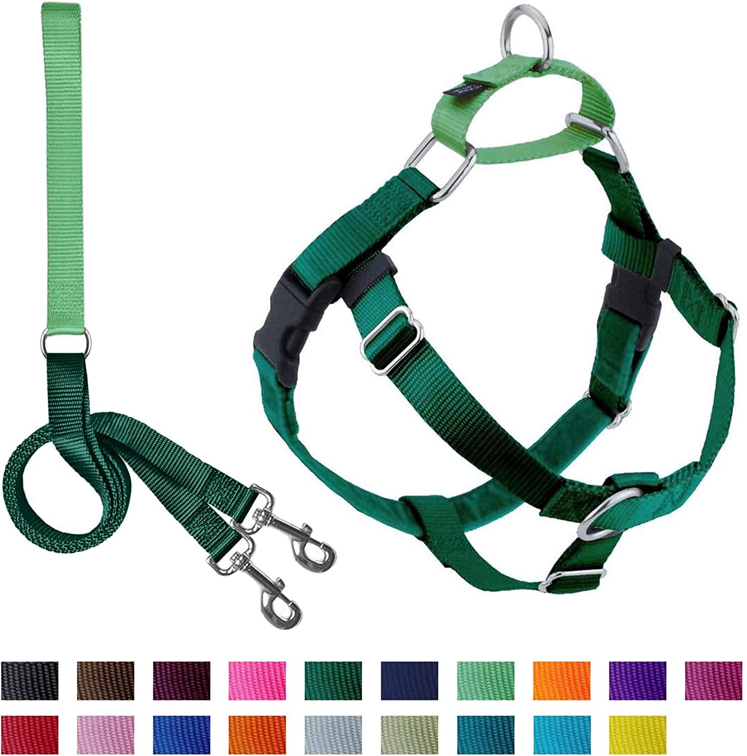 2 Hounds Design Freedom No Pull Dog Harness & Leash, Green, Medium