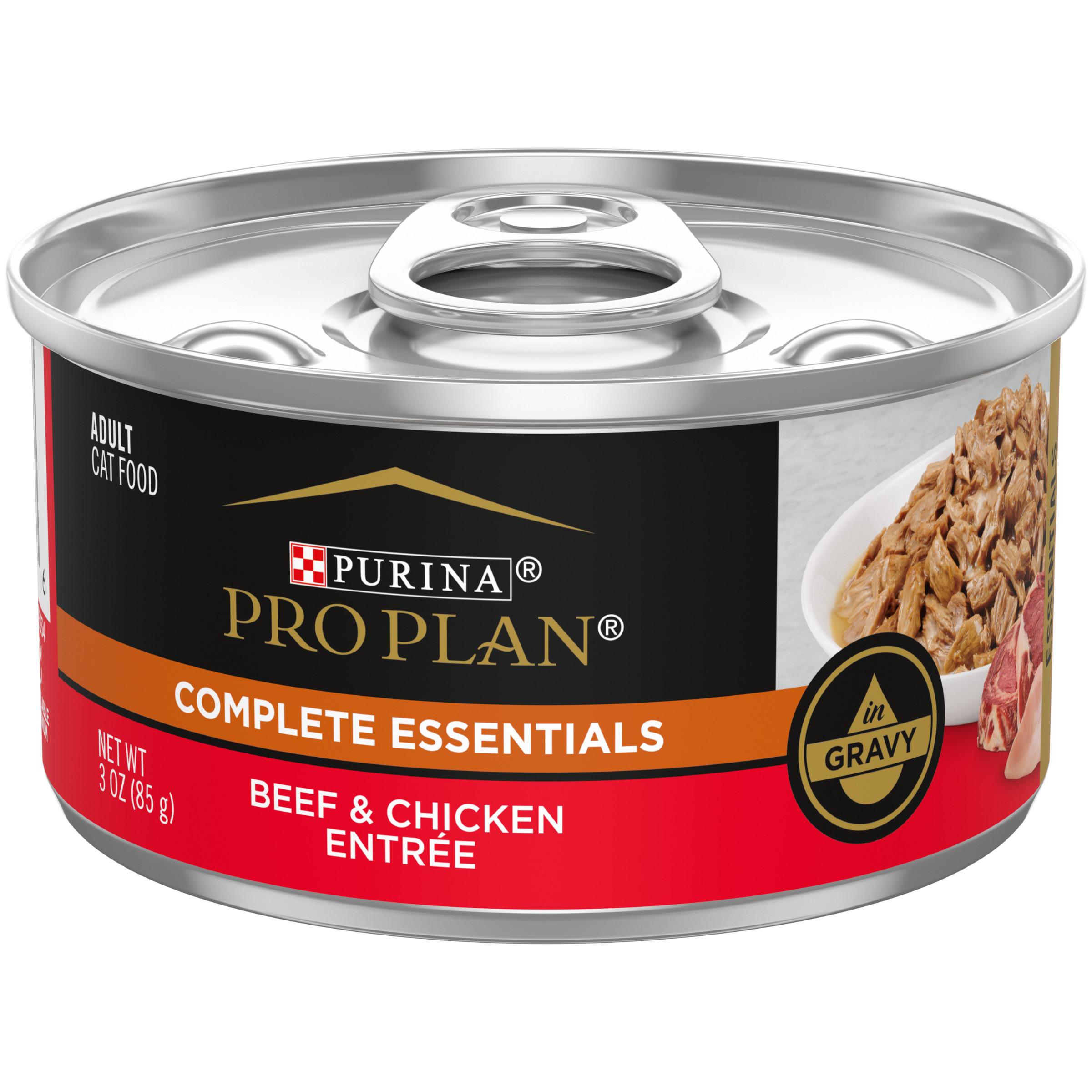 Purina Pro Plan Complete Essentials Beef & Chicken Entree in Gravy Wet Cat Food Can