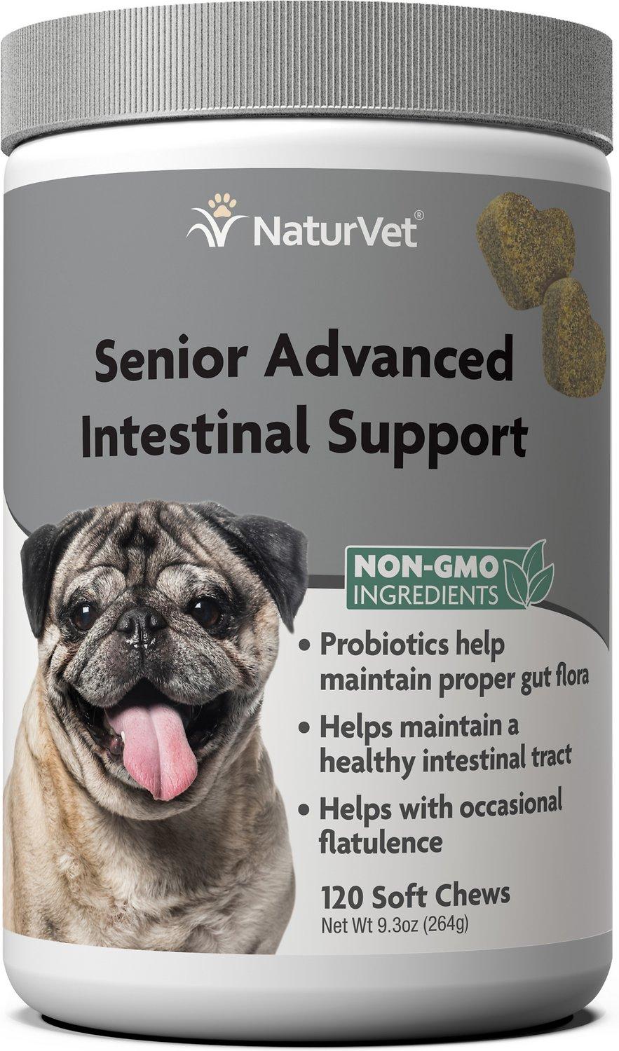 NaturVet Senior Advanced Intestinal Support Soft Chews Dog Supplement, 120-count