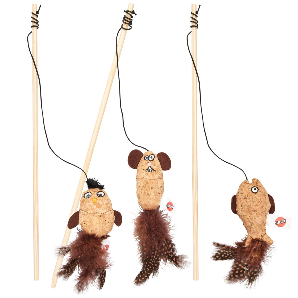 Ethical Pet Spot Corkies Teaser Wand with Catnip Cat Toy, Color Varies