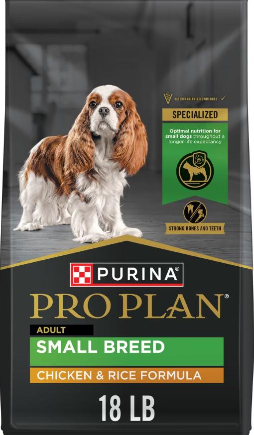 Purina Pro Plan Chicken & Rice Small Breed Adult Dry Dog Food, 18-lb