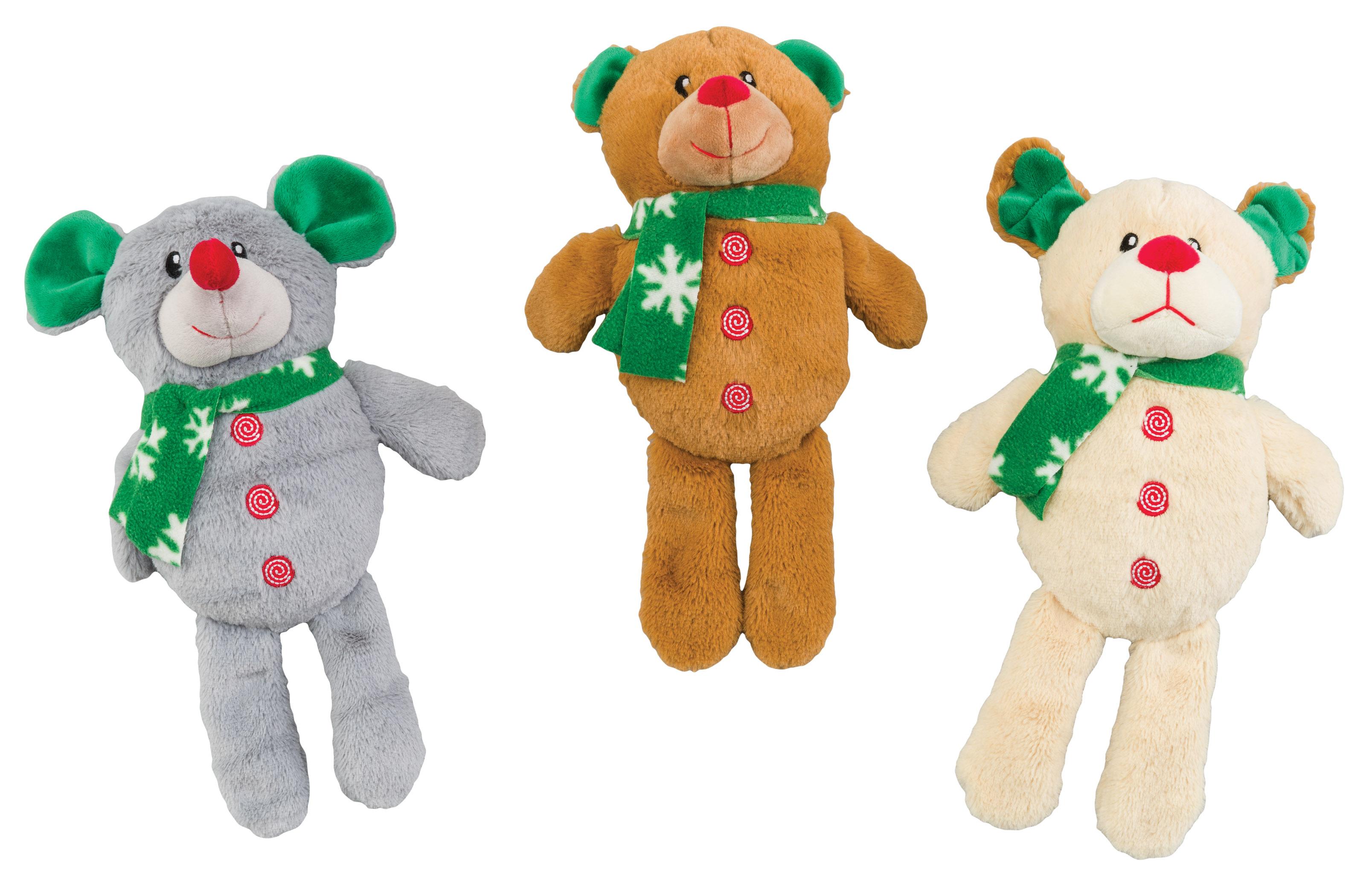 Ethical Pet Spot Holiday Bear/Dog/Mouse Dog Toy, Character Varies, 11-in (Size: 11-in)