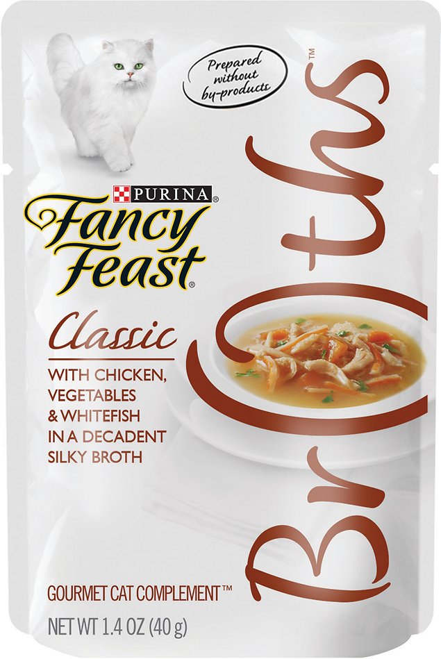Fancy Feast Classic Broths with Chicken, Vegetables & Whitefish Supplemental Cat Food Pouches, 1.4-oz (Size:  1.4-oz)