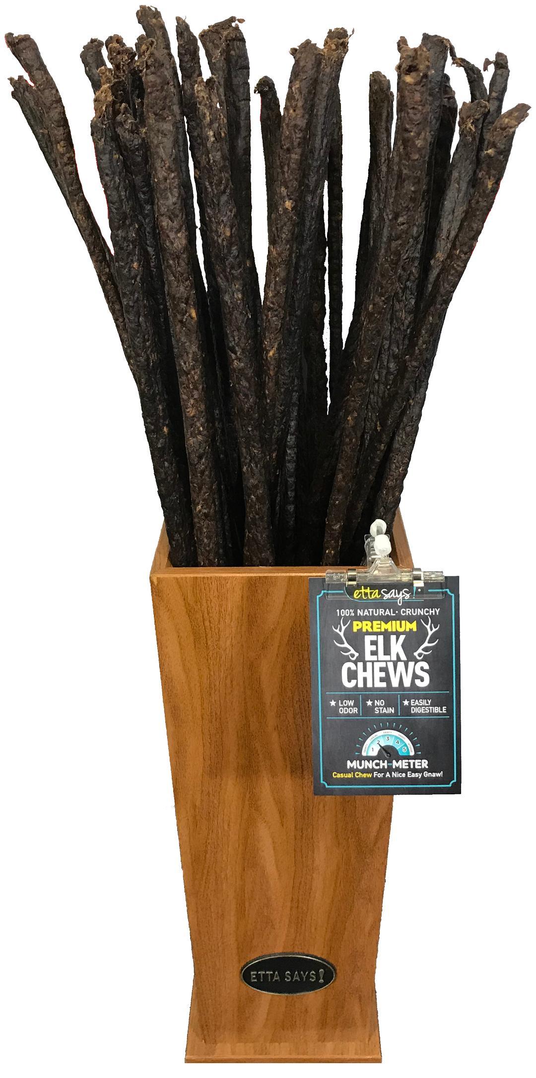 Etta Says! Premium 3' Crunchy Elk Dog Chews, 54-count
