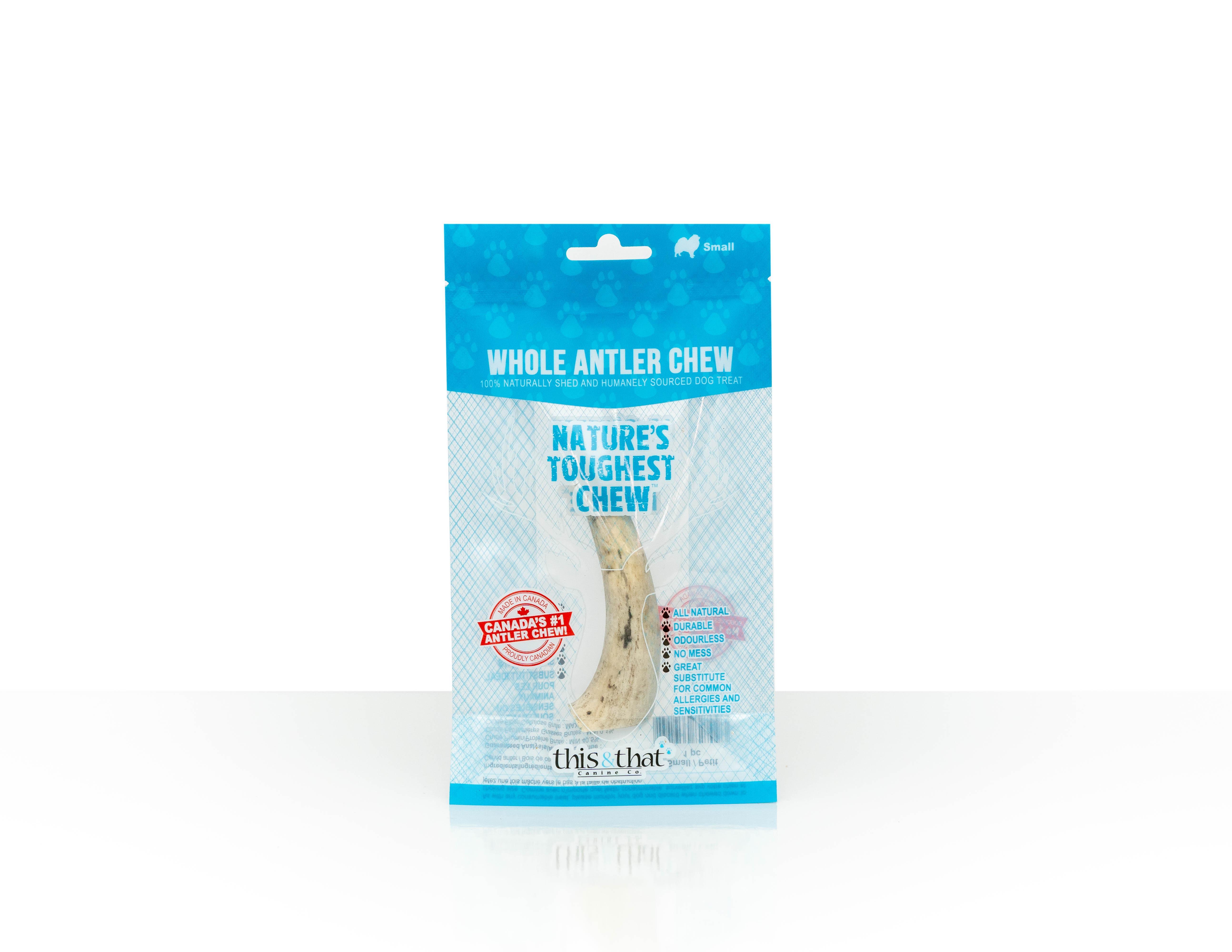 This & That Nature's Toughest Whole Antler Chew Dog Treats, Small
