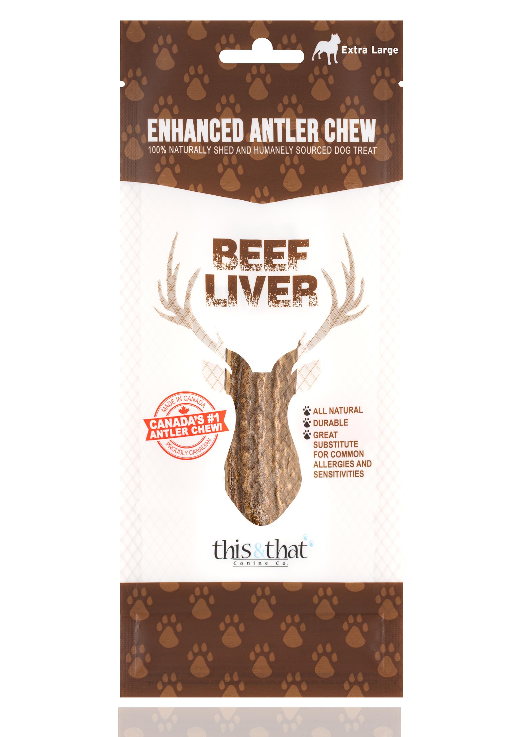 This & That Beef Liver Enhanced Antler Chew Dog Treats, X-Large