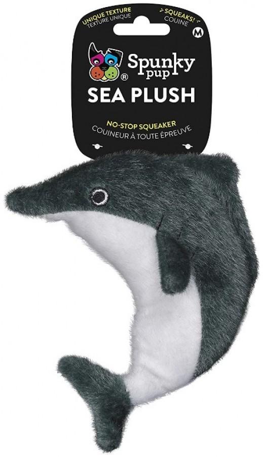 Spunky Pup Sea Plush Dolphin Dog Toy, Medium