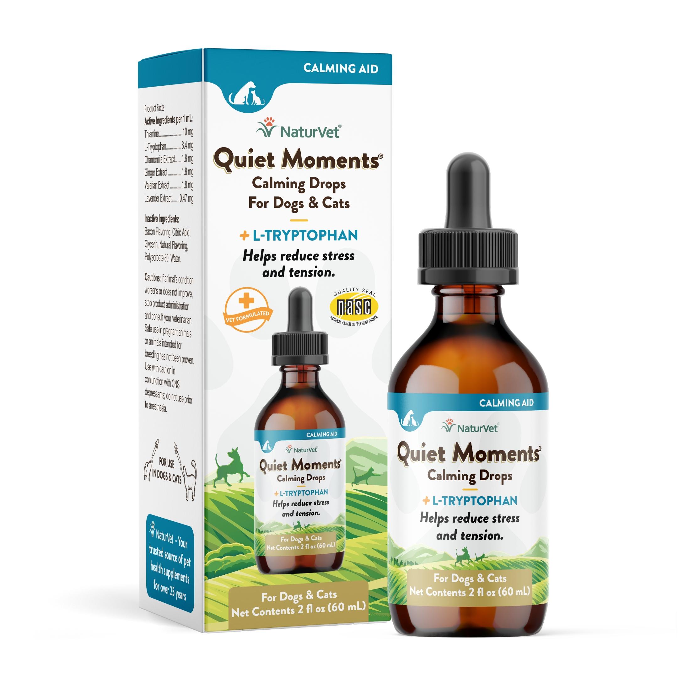 NaturVet Quiet Moments Calming Drops L Tryptophan Dog Cat Supplement 2 oz Best West Pet Foods