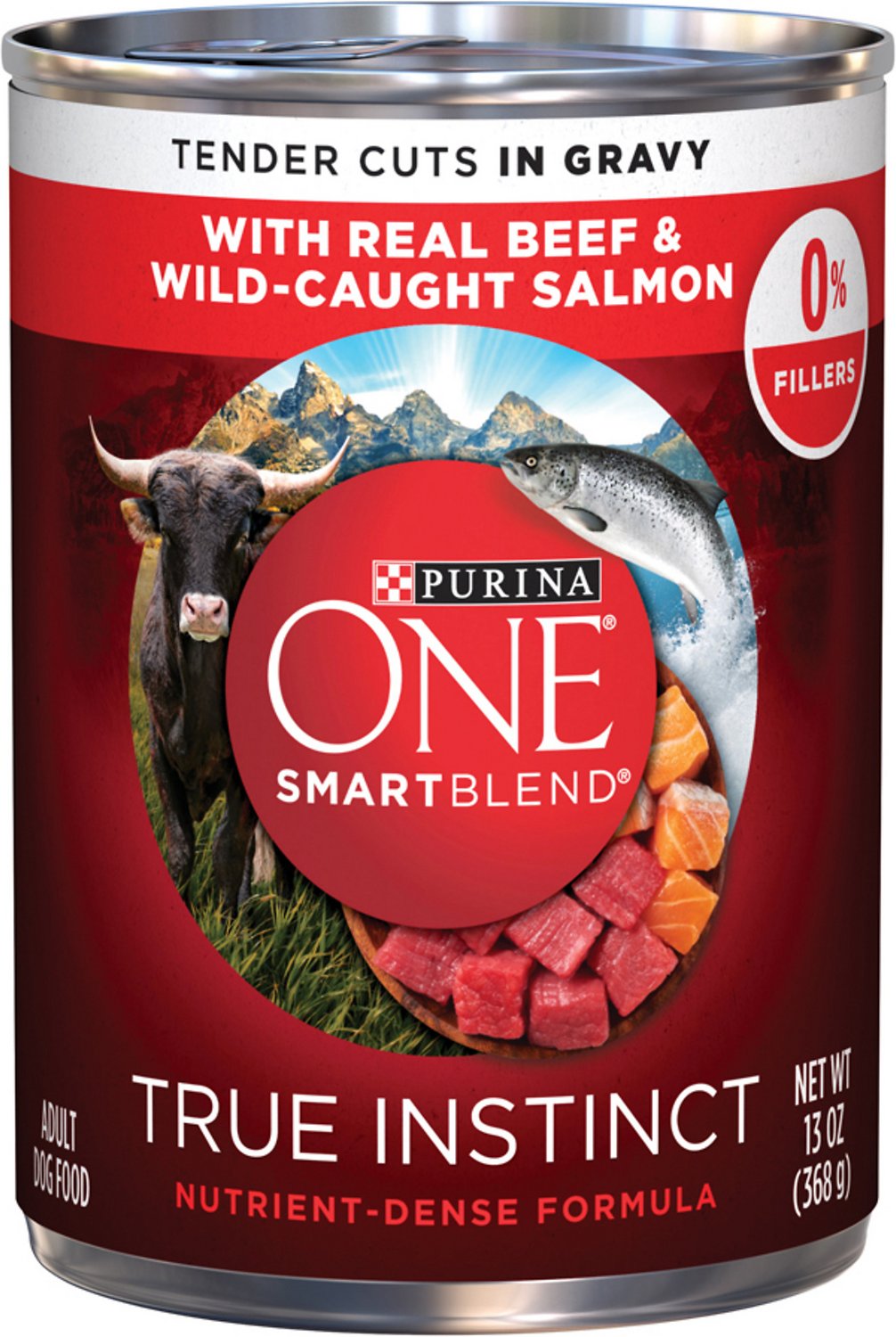 Purina ONE SmartBlend True Instinct Tender Cuts in Gravy with Real Beef & Wild-Caught Salmon Canned Dog Food, 13-oz