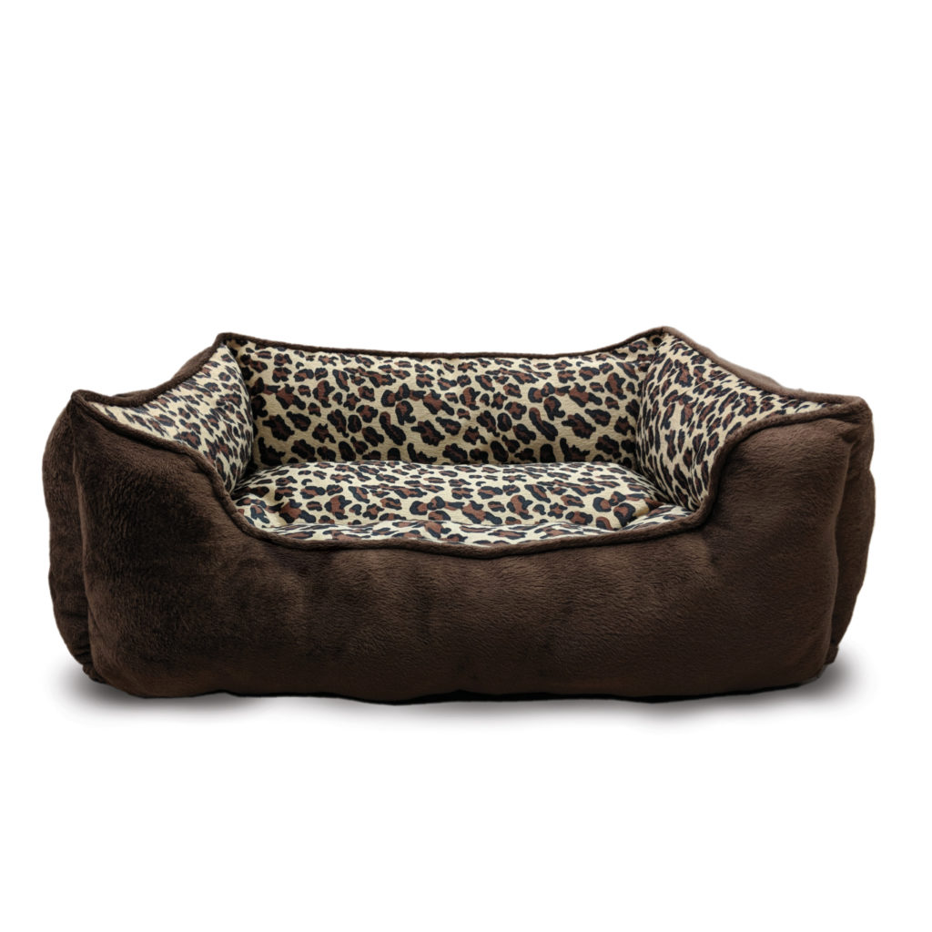 Ethical Pet Sleep Zone Cheetah Step-In Dog Bed, Chocolate, 18-in