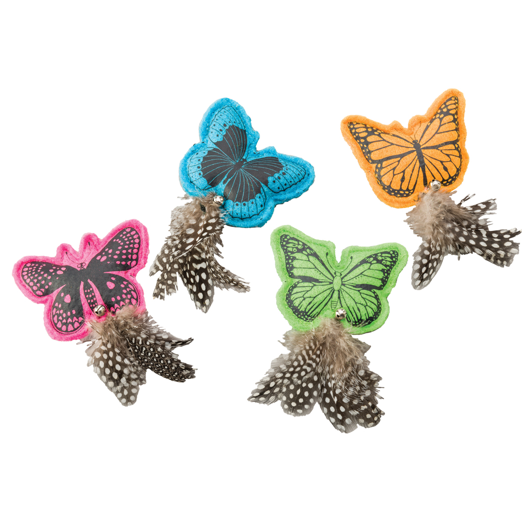 Ethical Pet Whiskins Felt Butterfly with Catnip Cat Toy, Assorted Colors