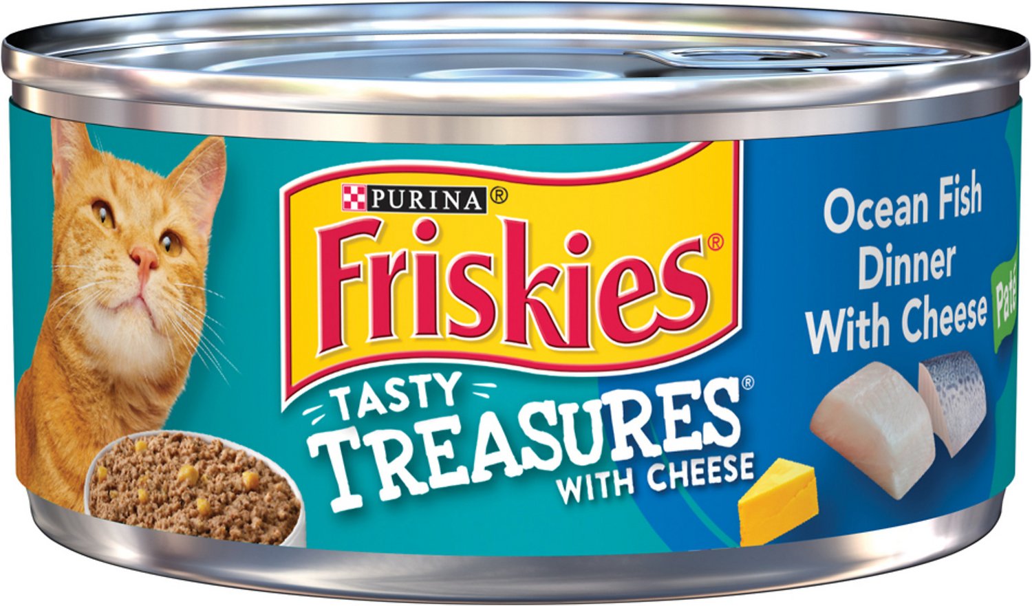 Friskies Tasty Treasures Pate Ocean Fish Dinner with Cheese Canned Cat Food,  5.5-oz