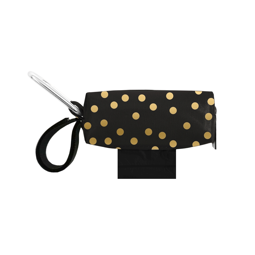 Doggie Walk Bags Black with Gold Dots Bag Holder