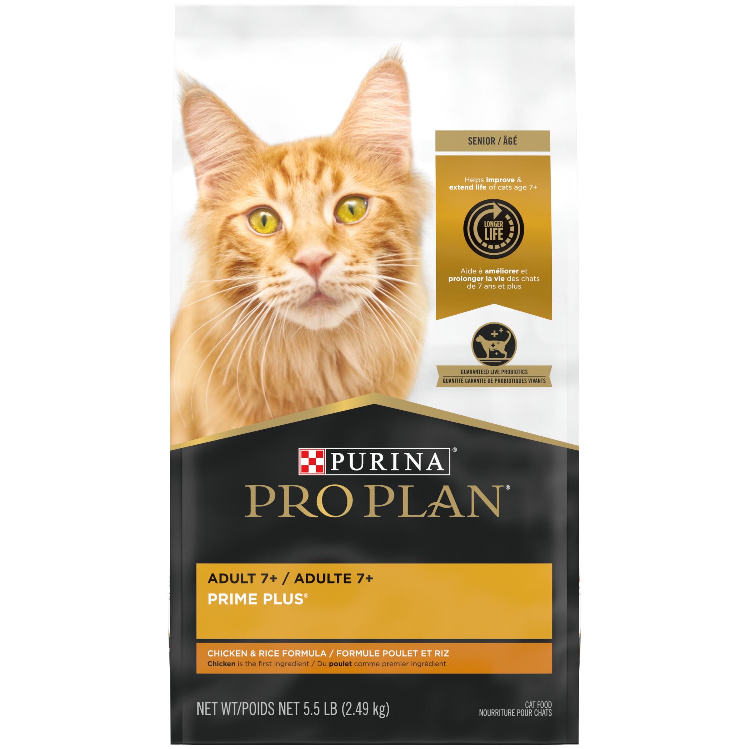 Purina Pro Plan Prime Plus Chicken & Rice Adult 7+ Dry Cat Food, 5.5-lb