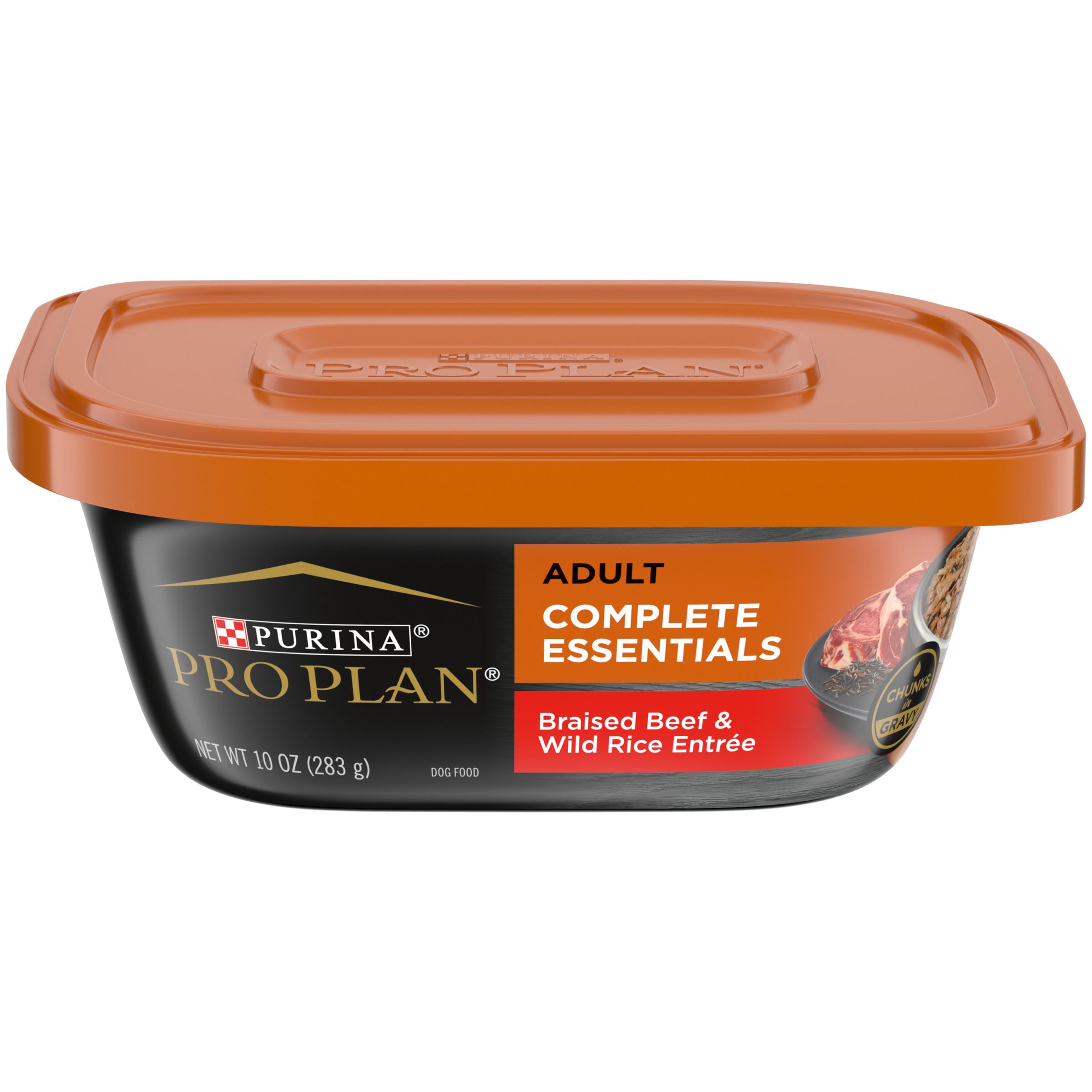 Purina Pro Plan Complete Essentials Braised Beef & Wild Rice Entree Wet Dog Food Tub