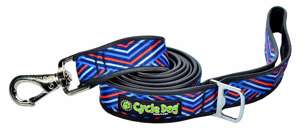 Cycle Dog RegWidth Dog Leash, Blue Orange Diagonals, 6-ft