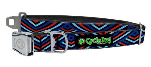 Cycle Dog RegWidth Collar with Metal Buckle for Dogs, Blue Orange Diagonals