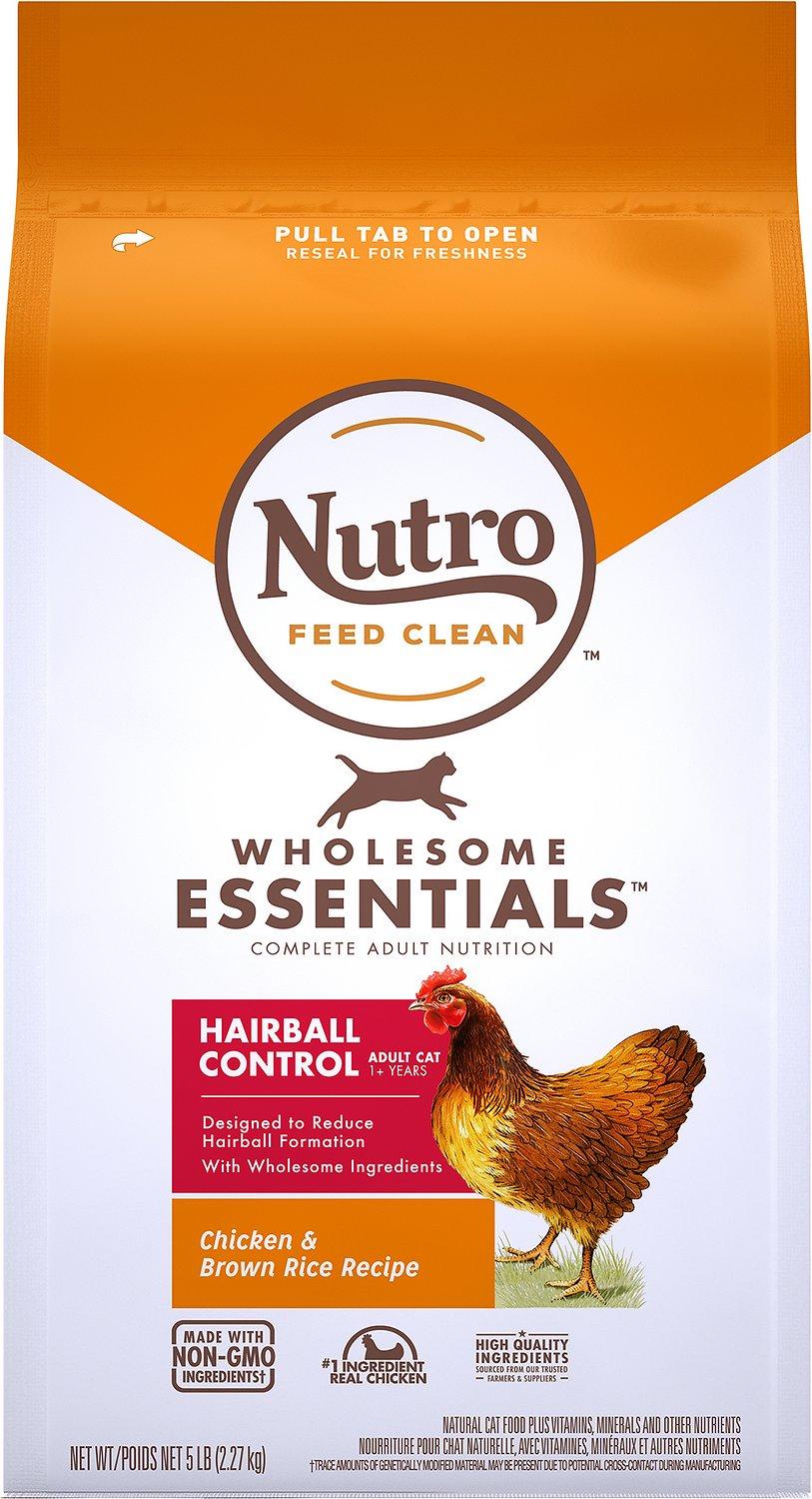 Nutro Wholesome Essentials Hairball Control Adult Farm-Raised Chicken & Brown Rice Recipe Dry Cat Food, 5-lb
